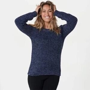 Barefoot Dreams Women's Seaside Crew Neck Sweater Navy Size 1X